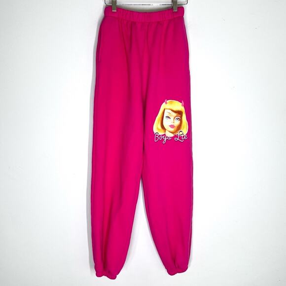 Boys Lie Sz S Ken You Mot Barbie Oversized sweatpants Hot Pink - Picture 2 of 13